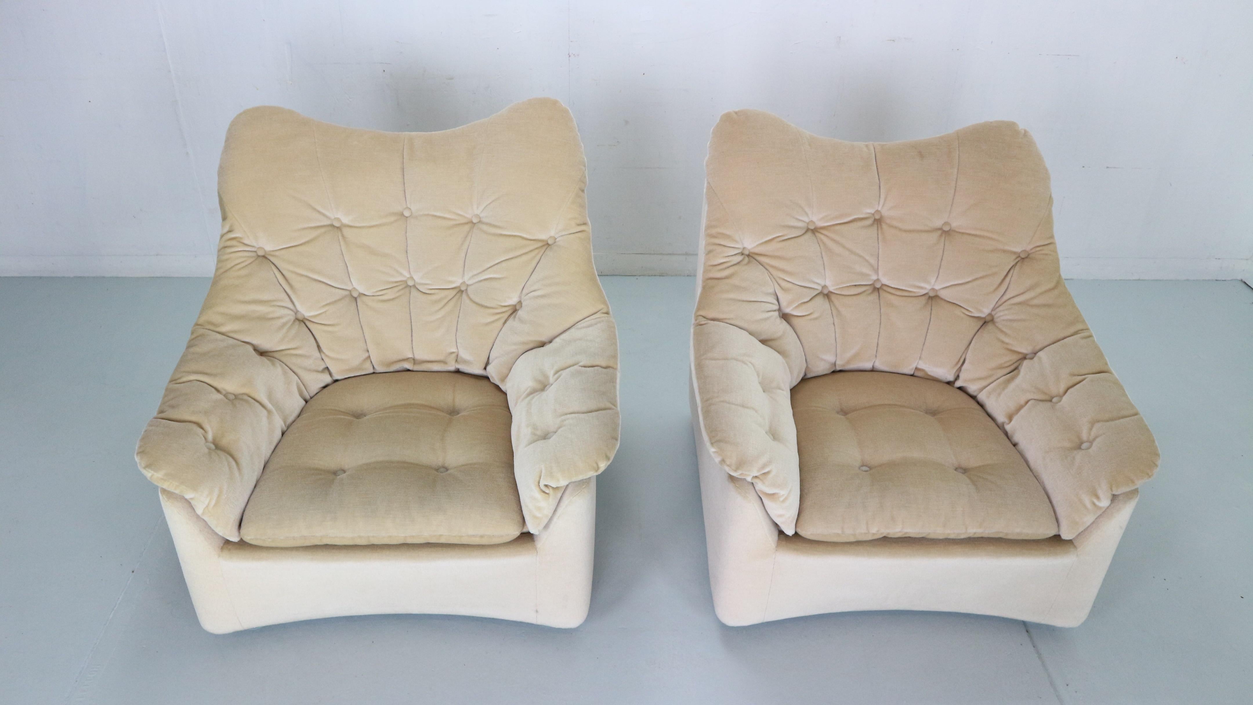 Pair of Lux Art Deco Lounge Chairs in Mohair, 1950's 1