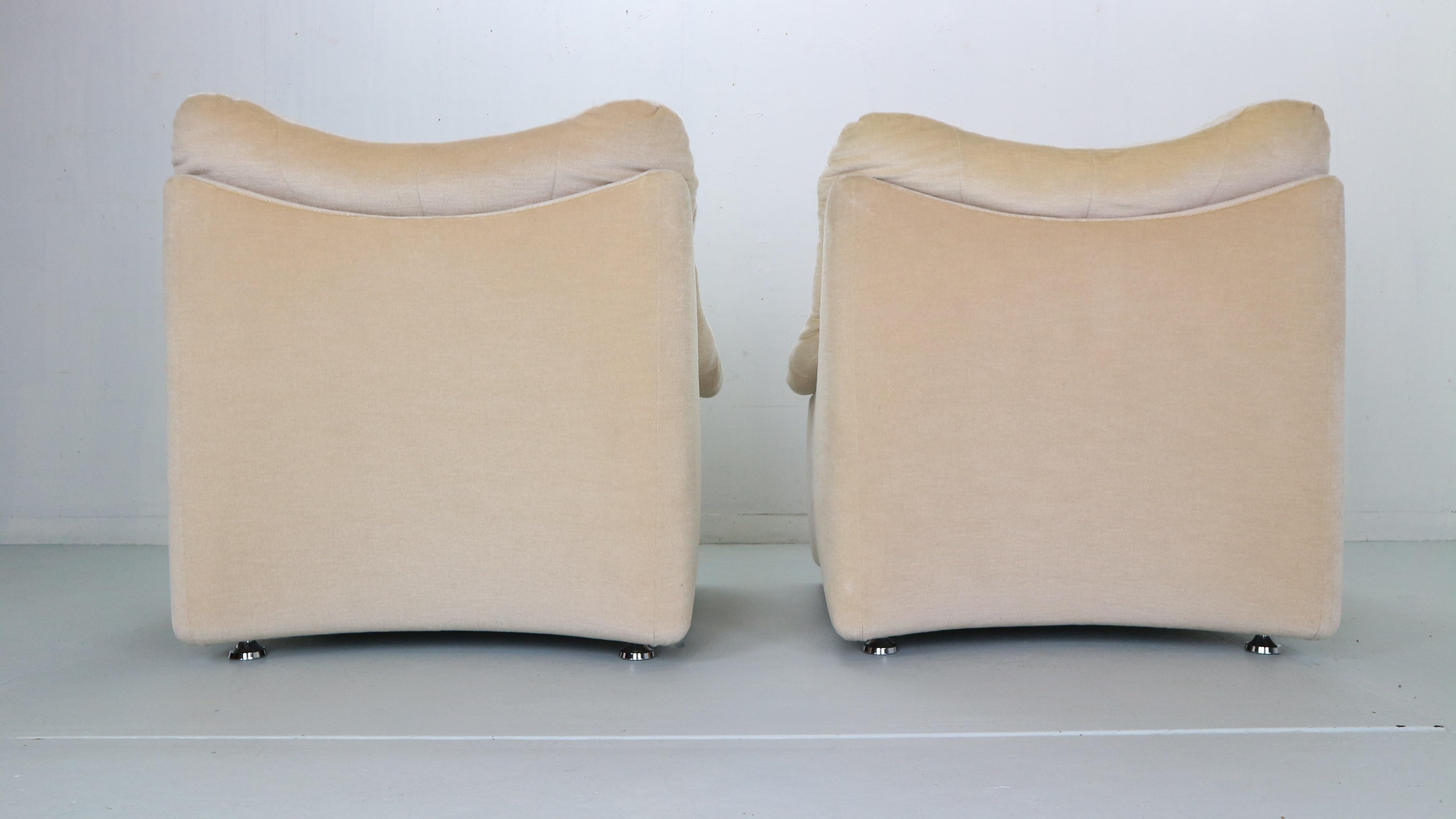 Pair of Lux Art Deco Lounge Chairs in Mohair, 1950's 3