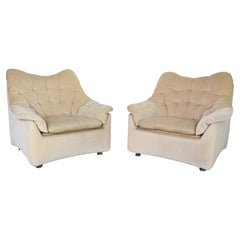 Vintage Pair of Lux Art Deco Lounge Chairs in Mohair, 1950's