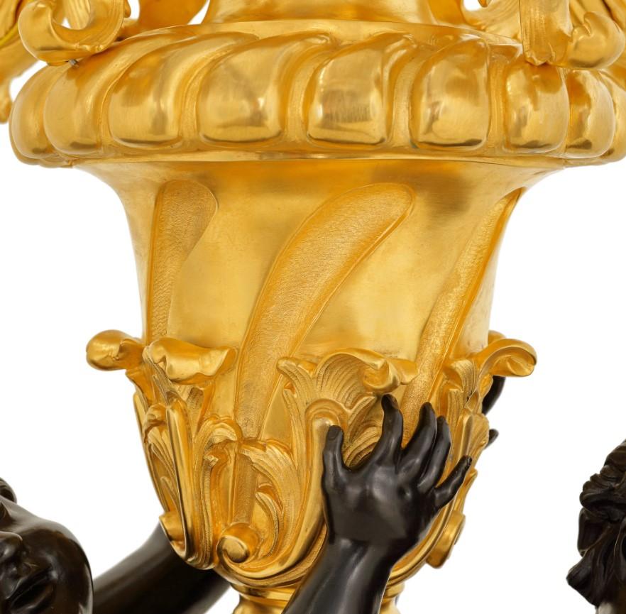 Paire de luxueux candélabres à torchères plaqués or 24K Bon état - En vente à Warsaw, PL