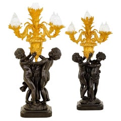 Pair of Luxurious 24K Gold-Plated Torchères Candelabras