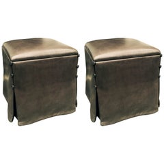 Pair of Luxurious J. Robert Scott Soft Lamb Skin Ottomans