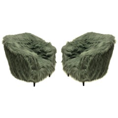Pair of Luxurious Midcentury Armchairs in Fur