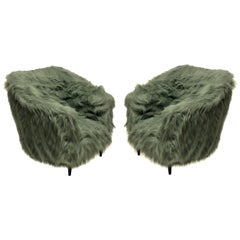 Pair of Luxurious Midcentury Armchairs in Fur