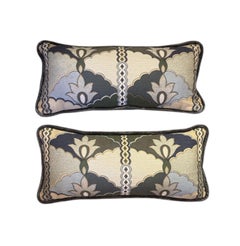 Pair of luxurious patterned lumbar pillows