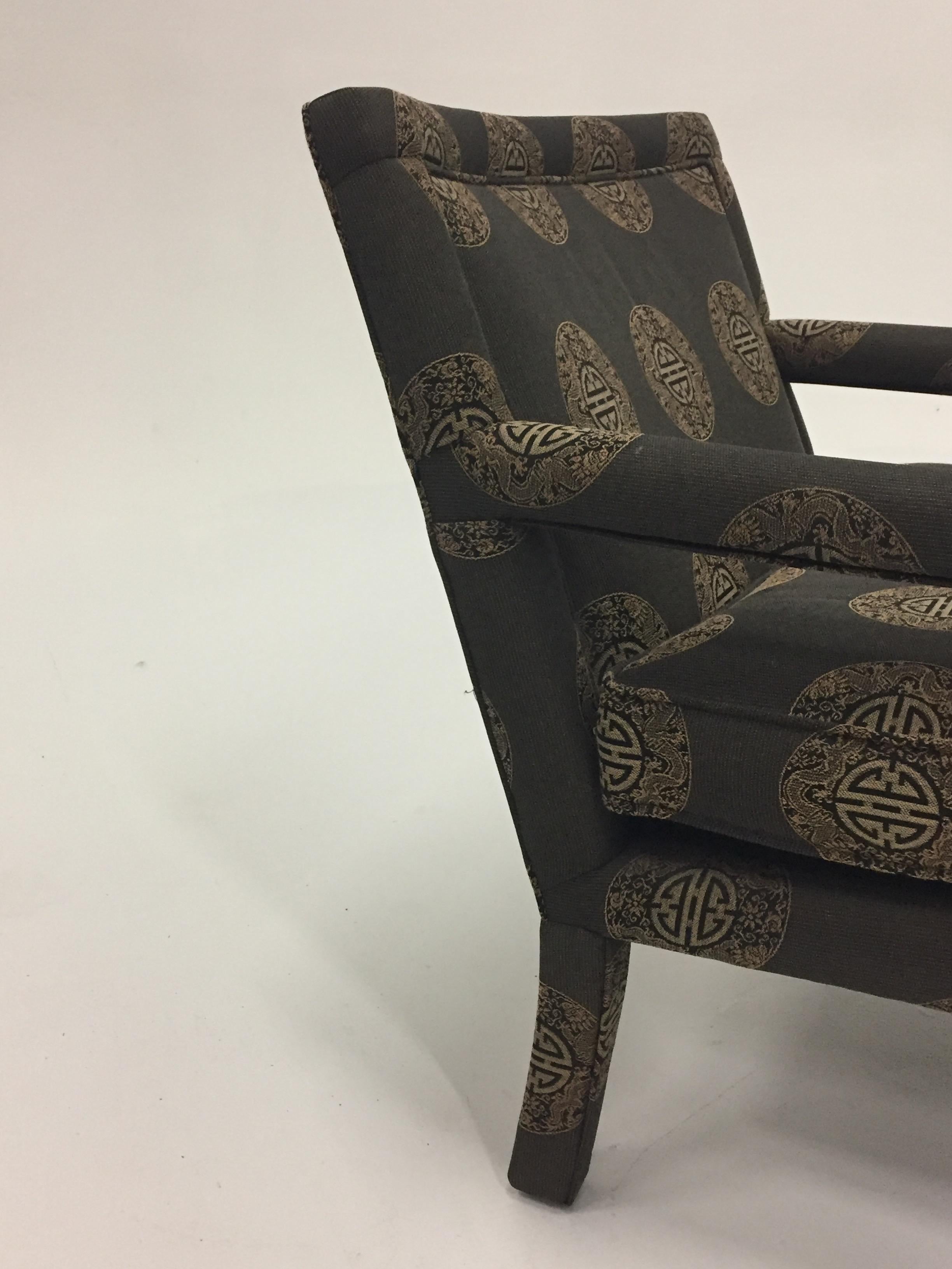 Pair of Luxurious Sleek Mid-Century Modern Upholstered Club Armchairs 3