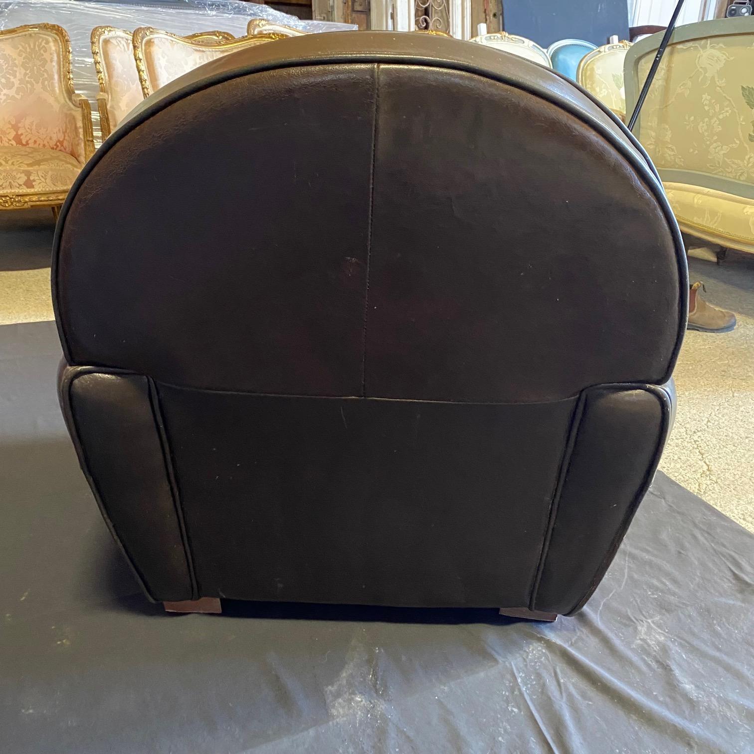Pair of Luxurious Vintage French Art Deco Leather Club Chairs For Sale 6