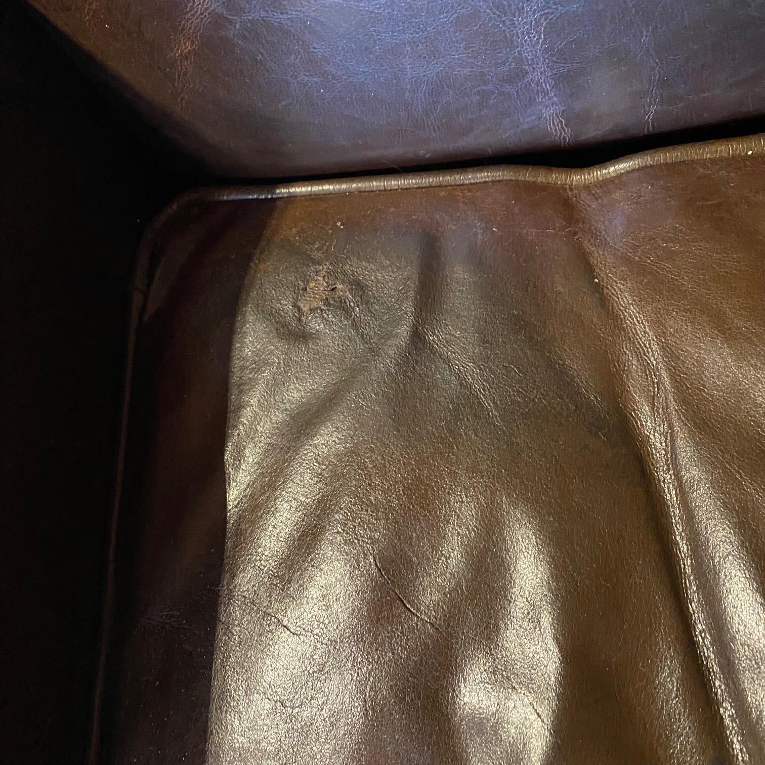Pair of Luxurious Vintage French Art Deco Leather Club Chairs For Sale 7