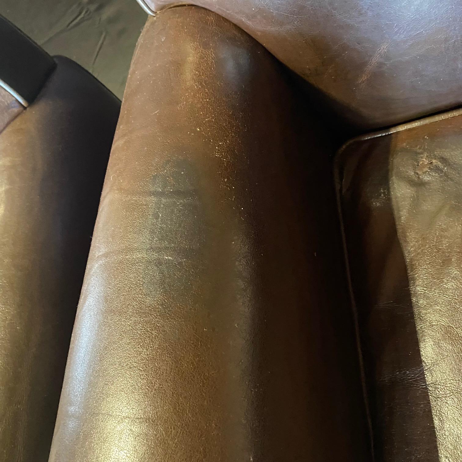 Pair of Luxurious Vintage French Art Deco Leather Club Chairs For Sale 1