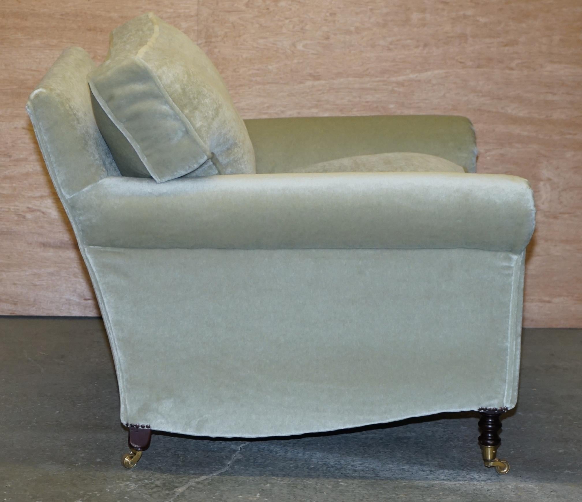 Pair of Luxury George Smith Signature Mohair Silk Velvet Love Seat Armchairs 7
