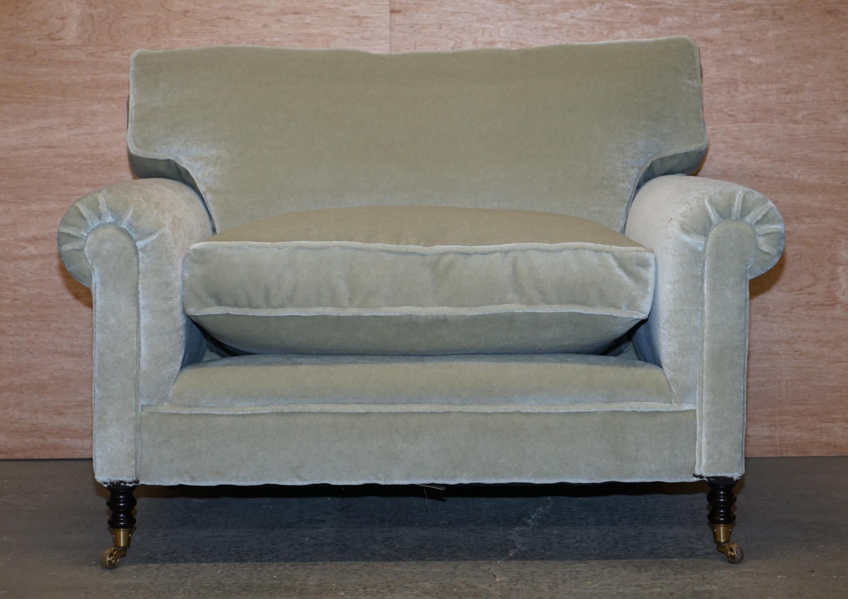 Art Deco Pair of Luxury George Smith Signature Mohair Silk Velvet Love Seat Armchairs