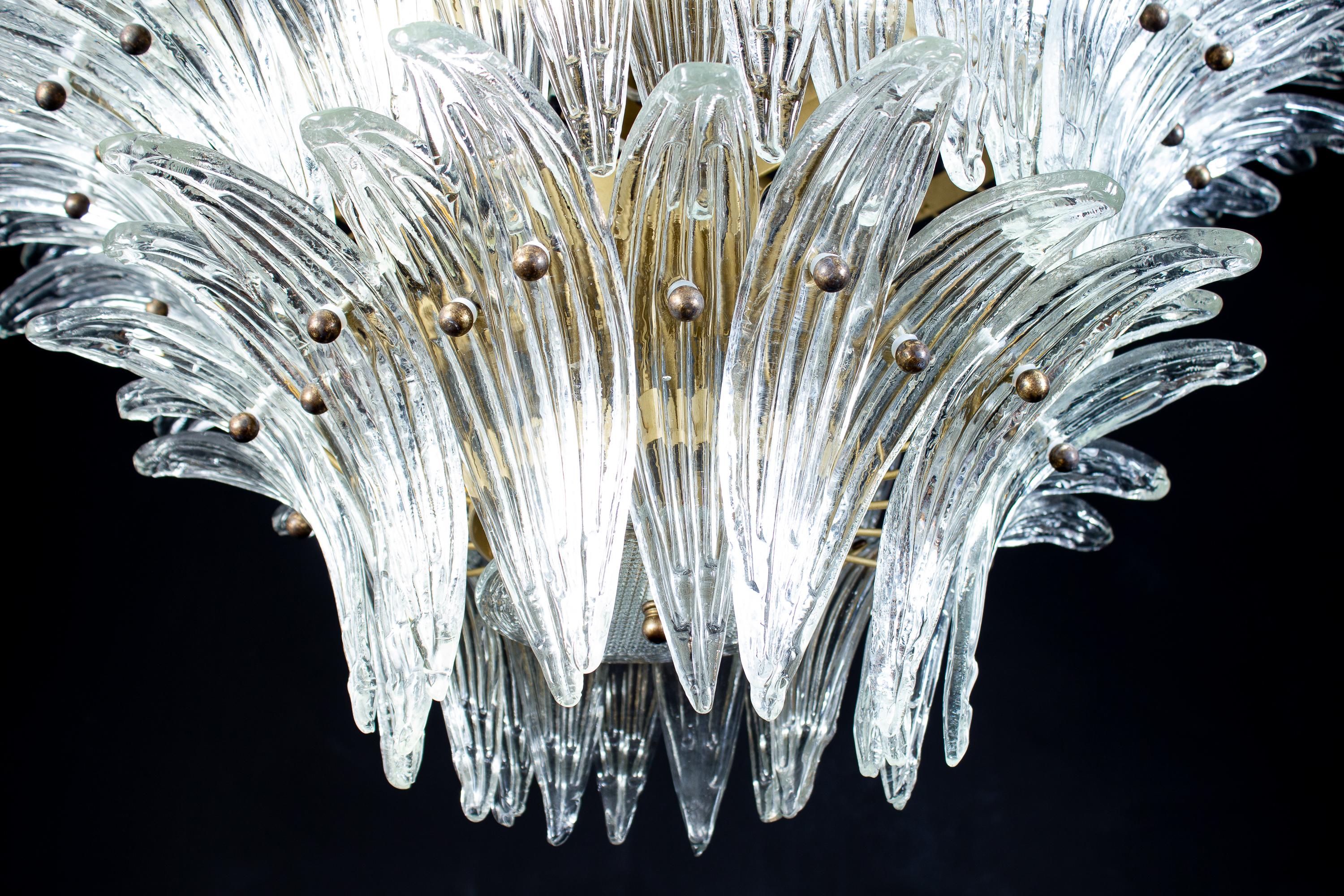20th Century Pair of Luxury Murano Palmette Chandelier, 1970s For Sale