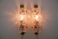 Pair of Luxury Textured Glass Sconces Wall Lights by Schröder & Co., circa 1960