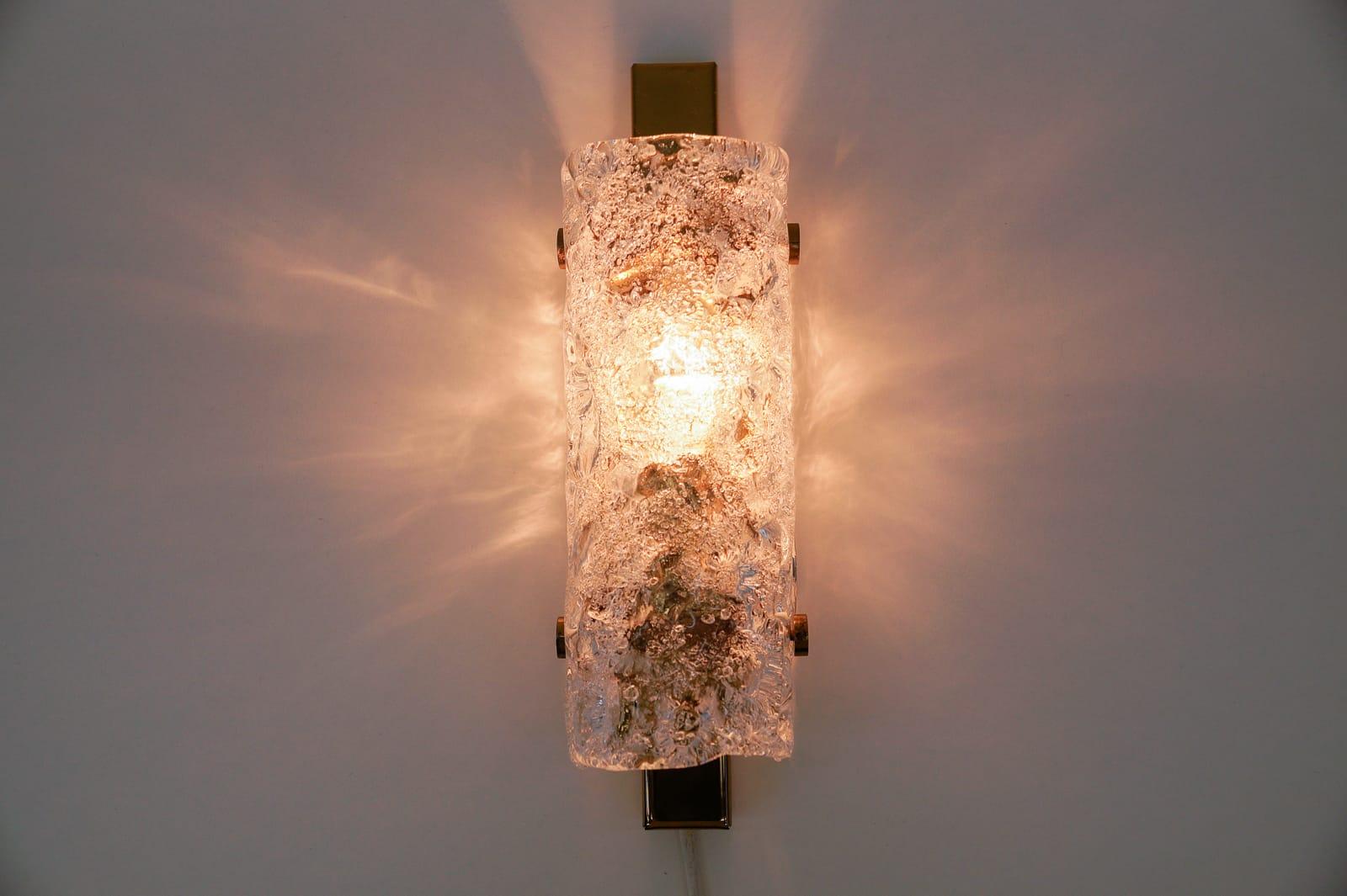 Pair of Luxury Textured Glass Sconces Wall Lights by Schröder & Co., circa 1960 For Sale 2