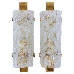 Pair of Luxury Textured Glass Sconces Wall Lights by Schröder & Co., circa 1960