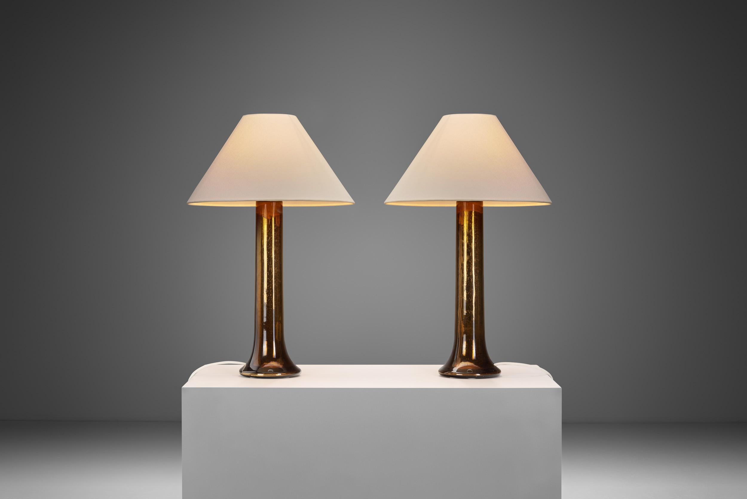 Swedish Pair of Luxus Coloured Glass Table Lamps, Sweden Second half of the 20th Century