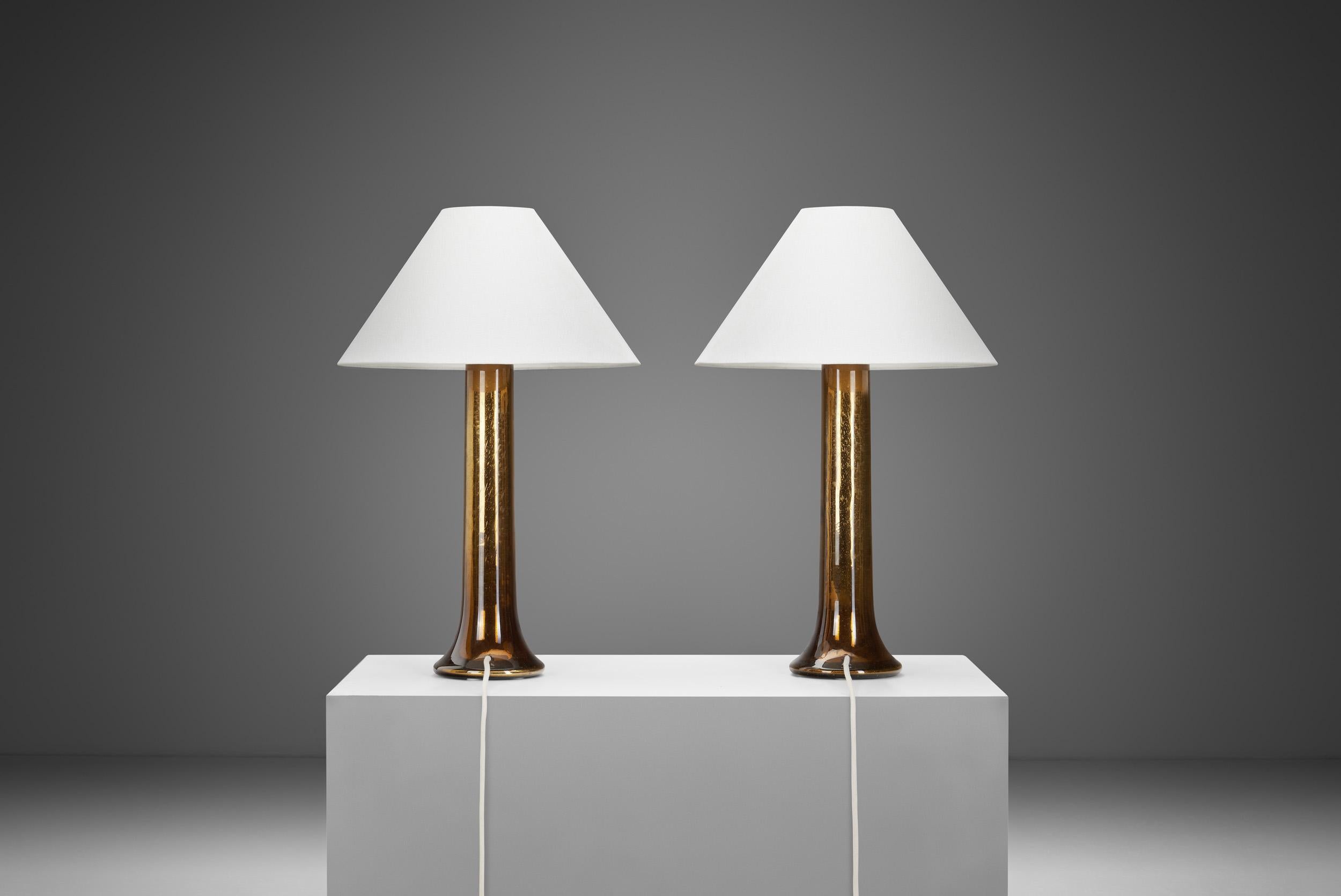 Pair of Luxus Coloured Glass Table Lamps, Sweden Second half of the 20th Century 1