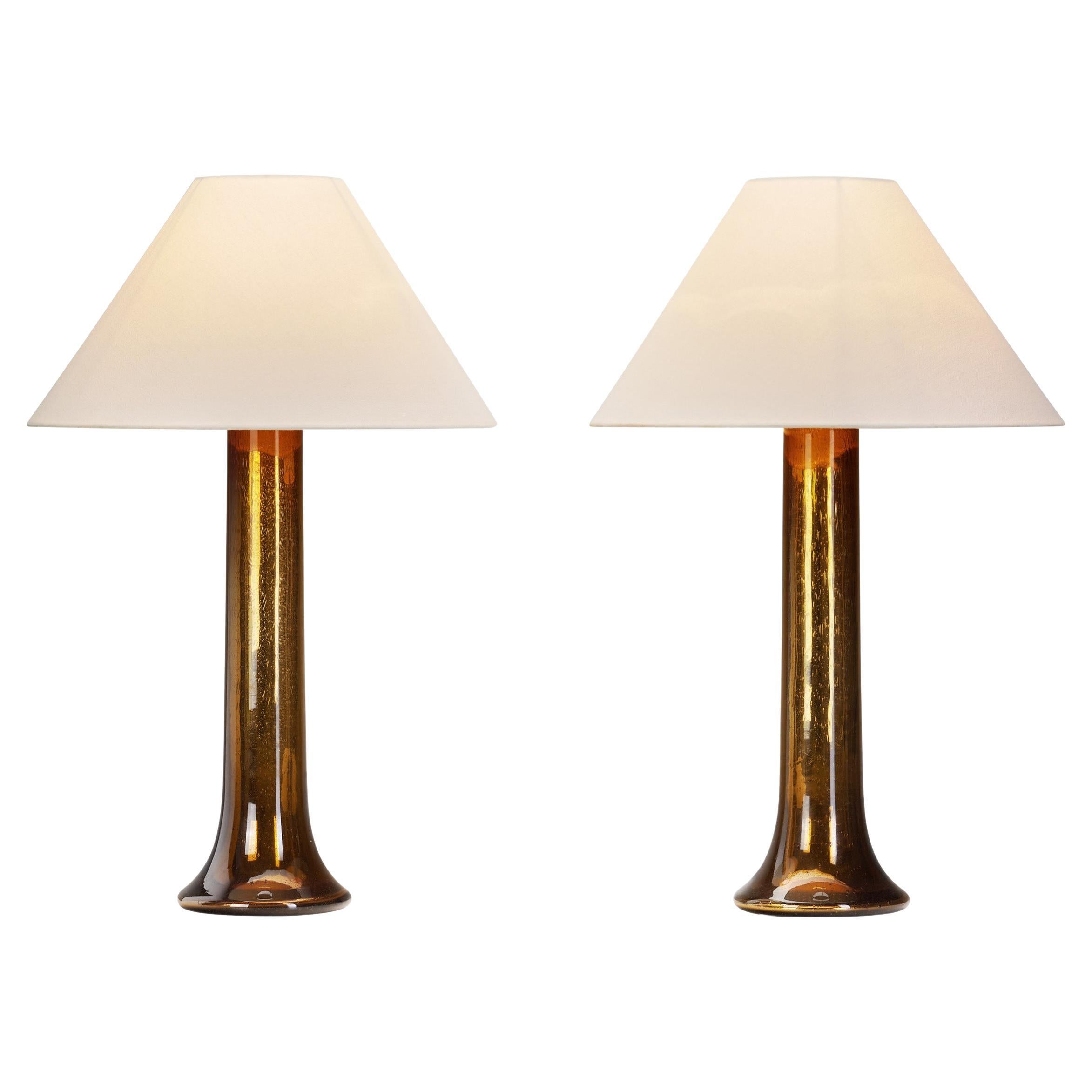 Pair of Luxus Coloured Glass Table Lamps, Sweden Second half of the 20th Century