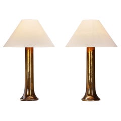 Pair of Luxus Coloured Glass Table Lamps, Sweden Second half of the 20th Century