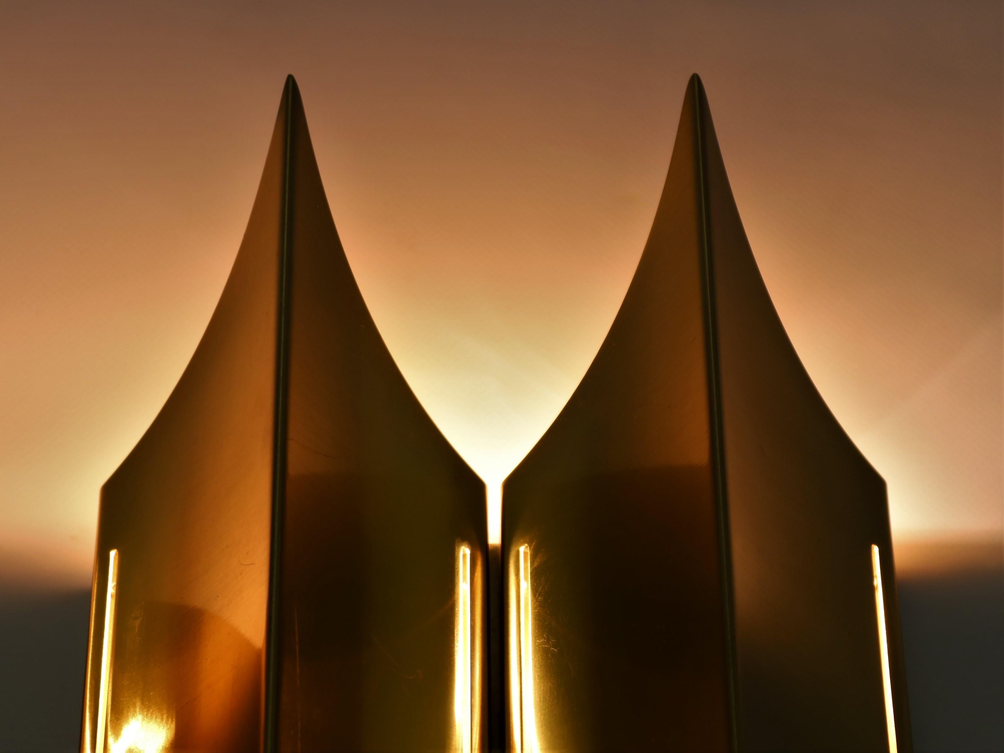 Mid-Century Modern Scandinavian Modern Brass Wall Sconces from the 1960s by LYFA, model Gothic II For Sale