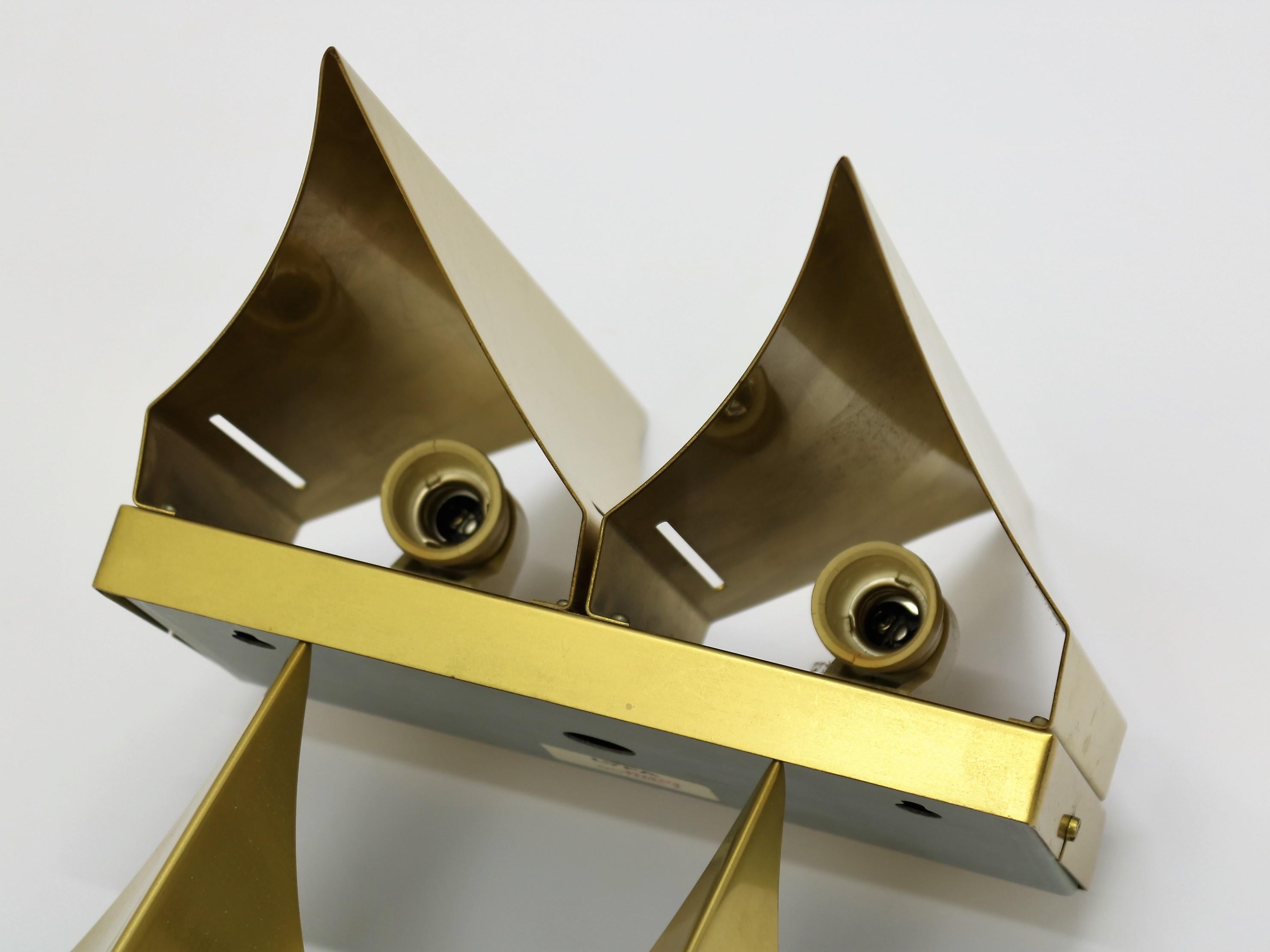 Mid-20th Century Scandinavian Modern Brass Wall Sconces from the 1960s by LYFA, model Gothic II For Sale