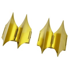 Retro Scandinavian Modern Brass Wall Sconces from the 1960s by LYFA, model Gothic II