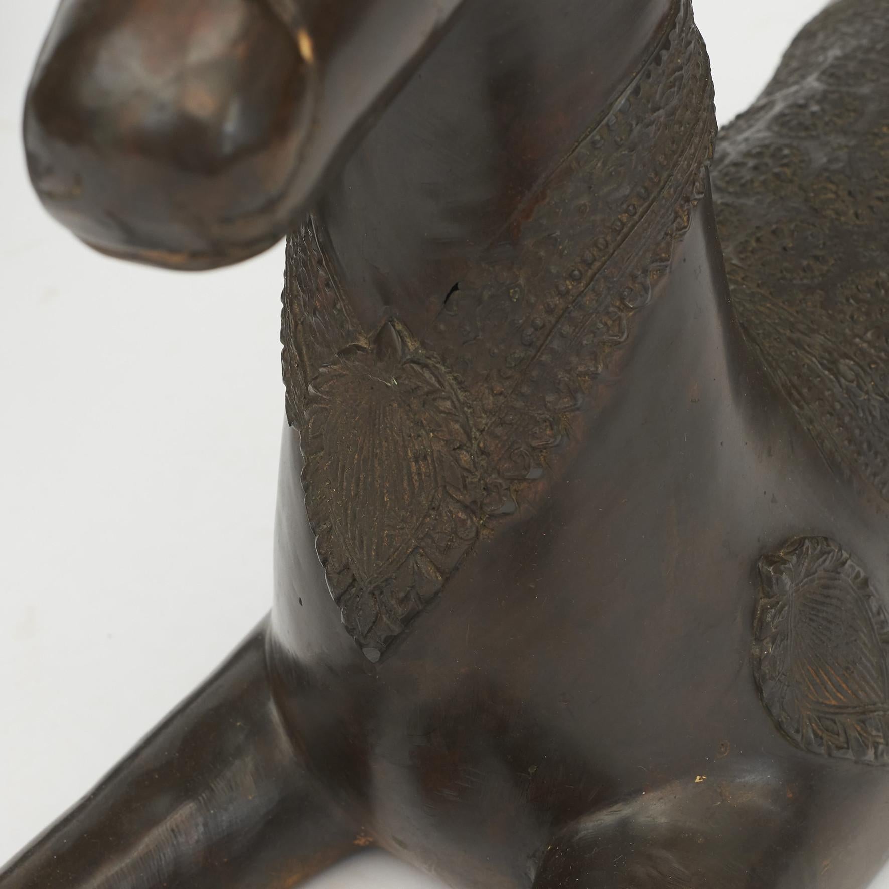 Bronze Pair of Lying Deer Sculptures