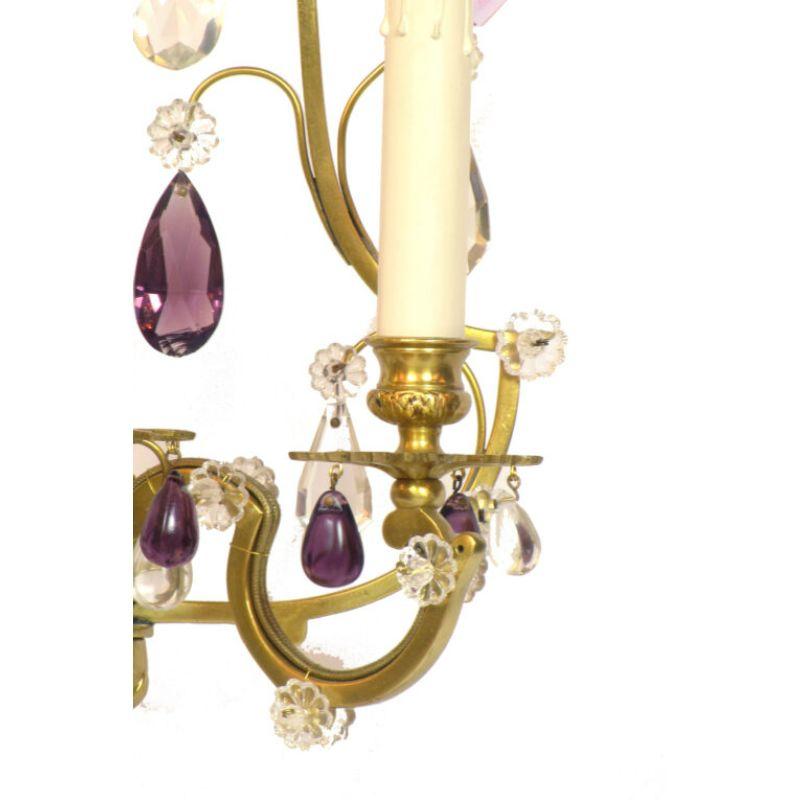 Neoclassical Revival Pair of Lyre Back Amethyst Candelabra For Sale