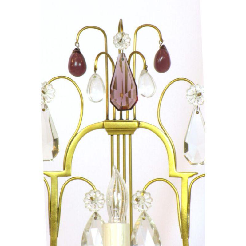 French Pair of Lyre Back Amethyst Candelabra For Sale