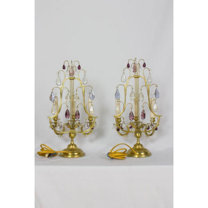 19th Century Pair of Lyre Back Amethyst Candelabra For Sale