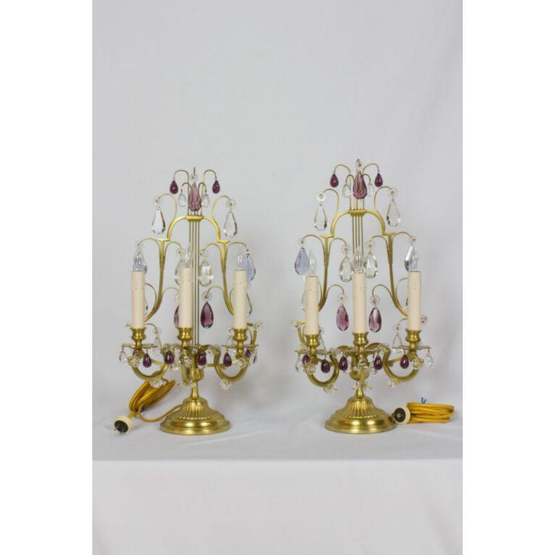 Pair of Lyre Back Amethyst Candelabra For Sale 2