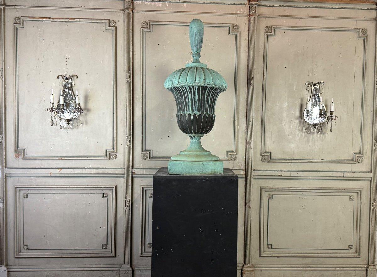 Louis XV Paire d'appliques en forme de lyre, métal argenté et cristaux taillés vers 1900 en vente