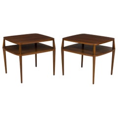 Pair of M. SInger and Sons American Mid-Century Teak Two-Tier Side Tables Pair of M. SInger and Sons American Mid-Century Teak Two-Tier Side Tables