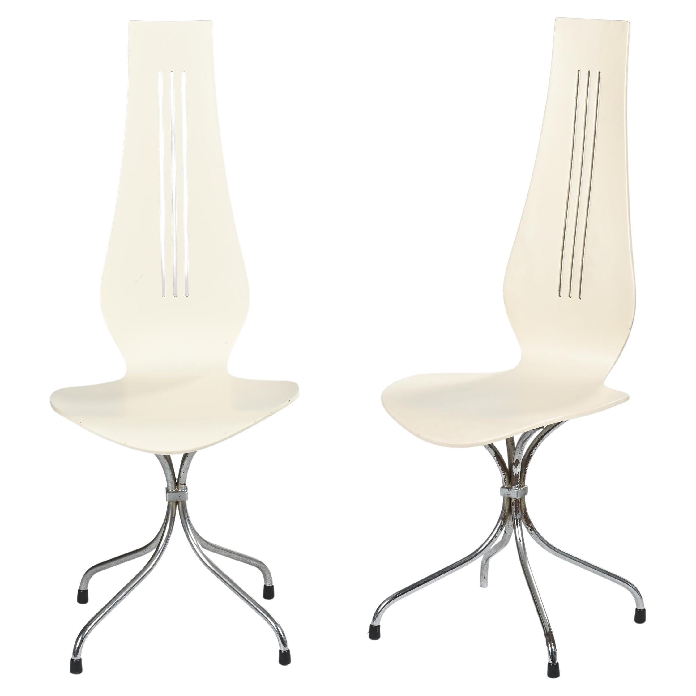 Paar Stühle aus Formsperrholz M352 Lyre, Theo Häberli, 1968 im Angebot