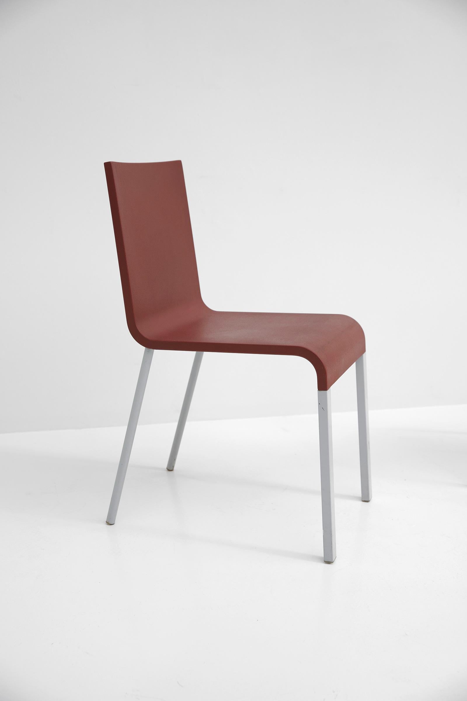 Modern Pair of Maarten van Severen .03 Vitra Chairs in Wine-Red For Sale