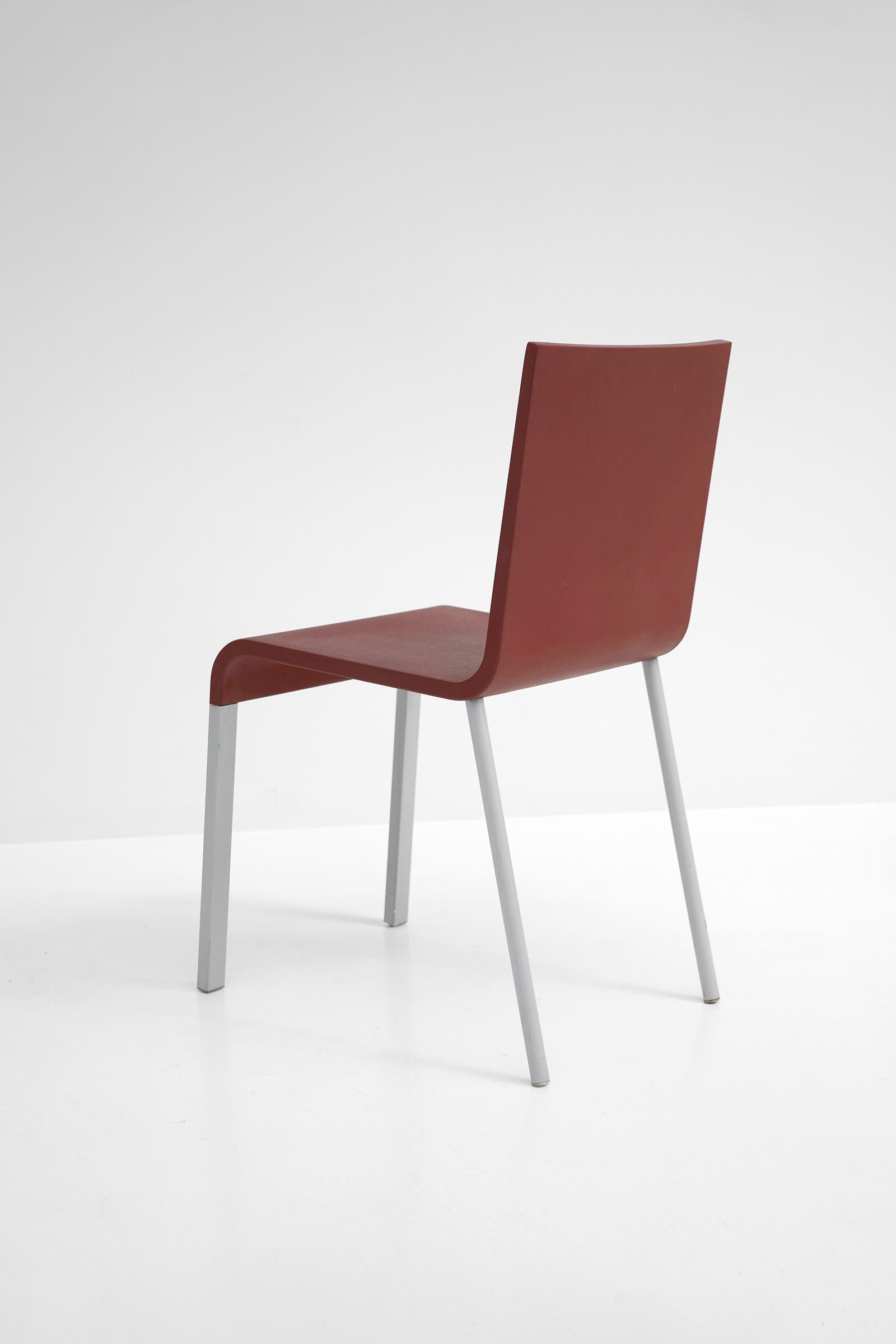 Belgian Pair of Maarten van Severen .03 Vitra Chairs in Wine-Red For Sale