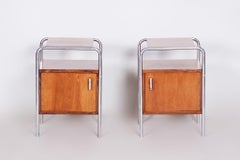 Pair of Macassar Bauhaus Bed-Side Tables by Robert Slezak, Czechoslovakia, 1930s