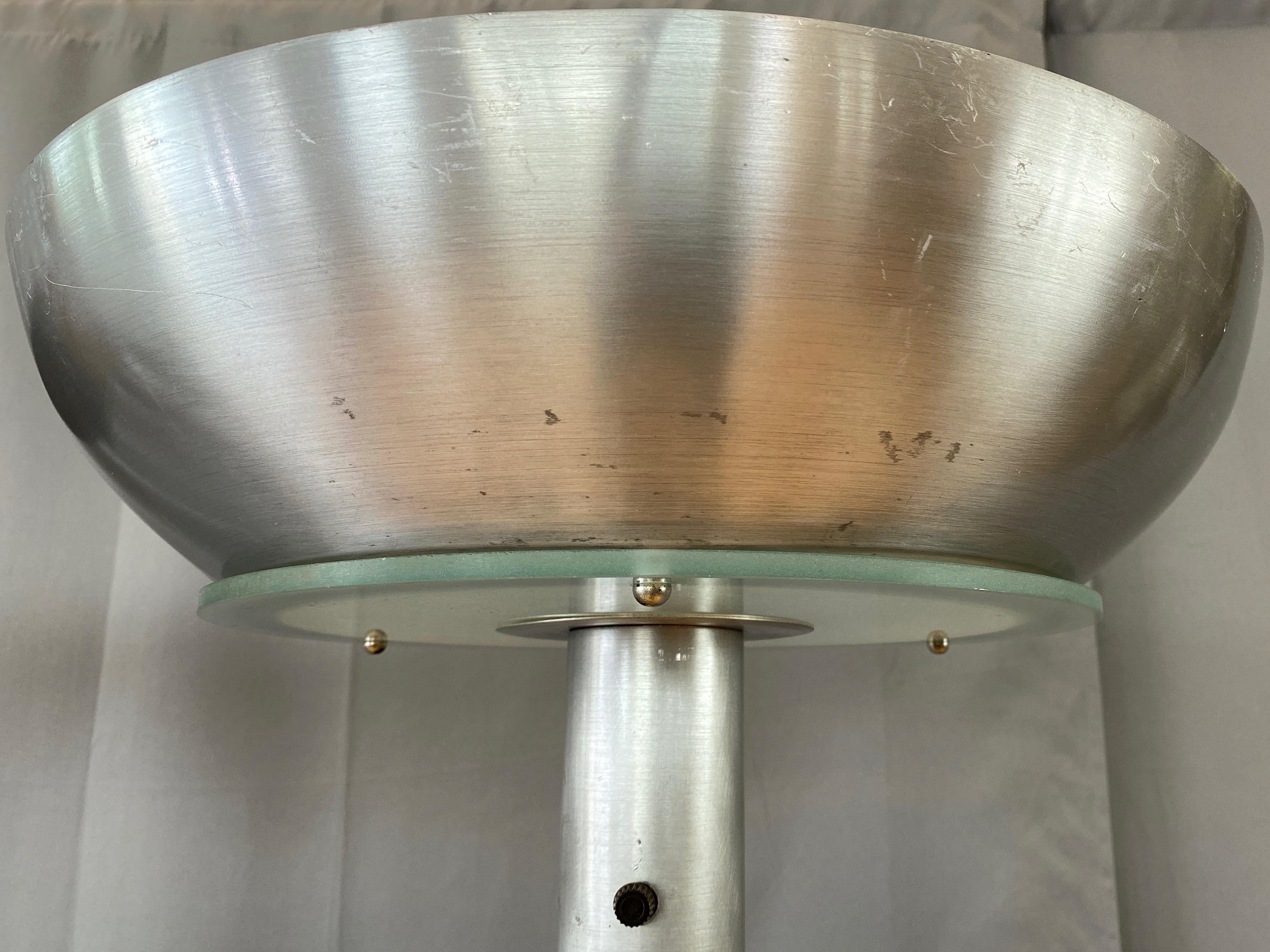Pair of Machine Age Aluminum Torchiere Floor Lamps in the Style of Russel Wright For Sale 9