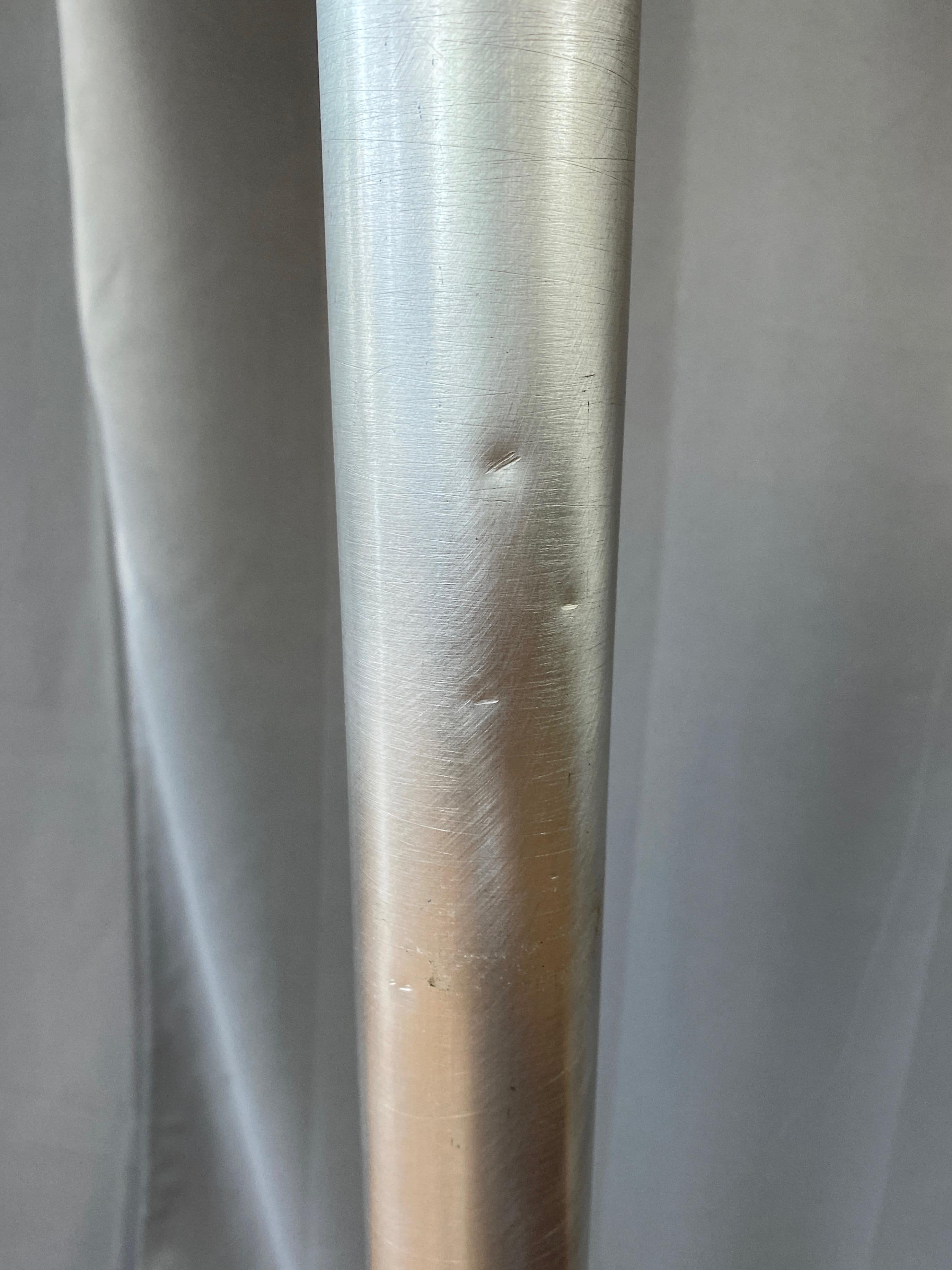 Pair of Machine Age Aluminum Torchiere Floor Lamps in the Style of Russel Wright For Sale 11