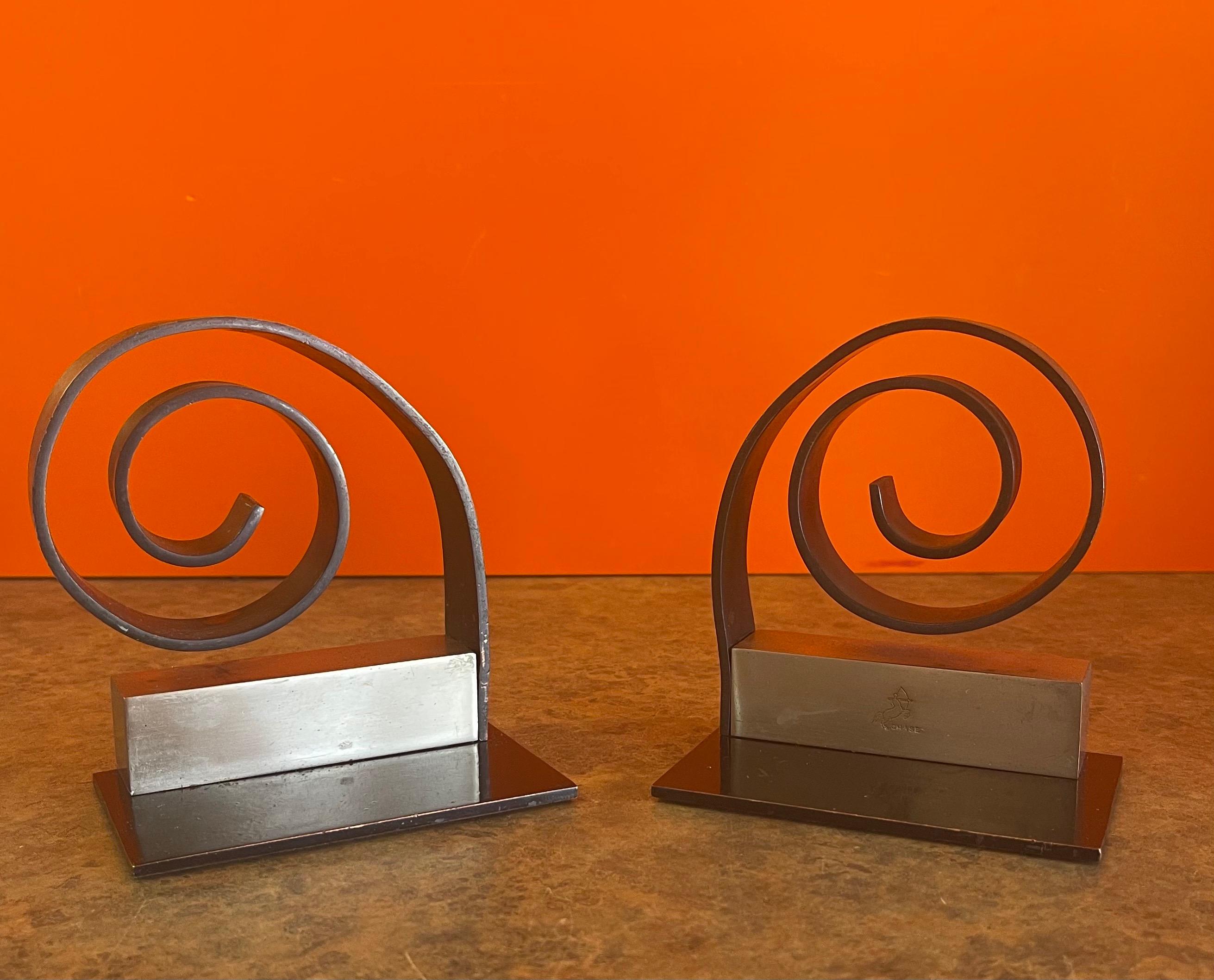 20th Century Pair of Machine Age Art Deco Bookends by Walter Von Nessen for Chase & Co. 