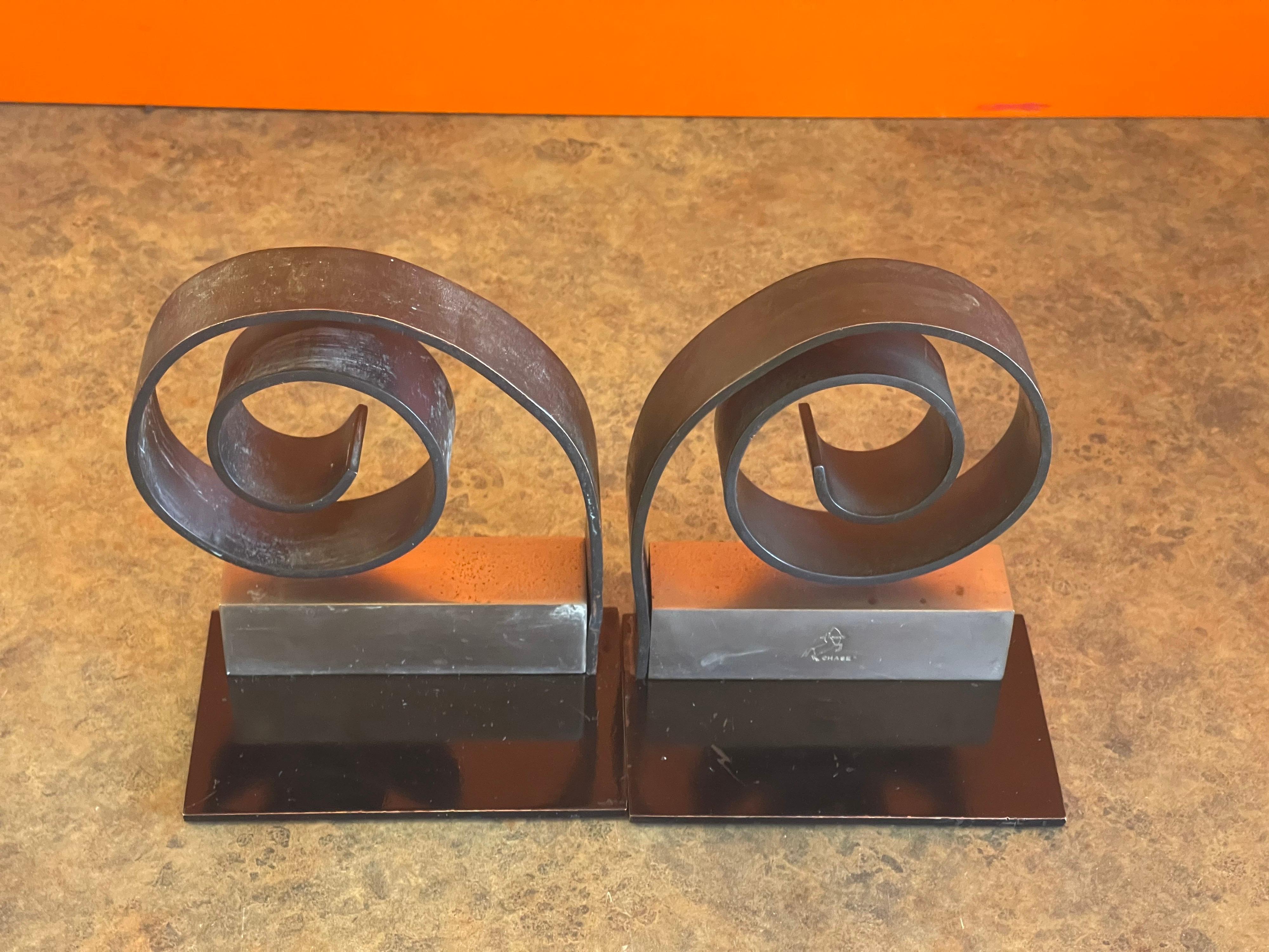 Pair of Machine Age Art Deco Bookends by Walter Von Nessen for Chase & Co.  1