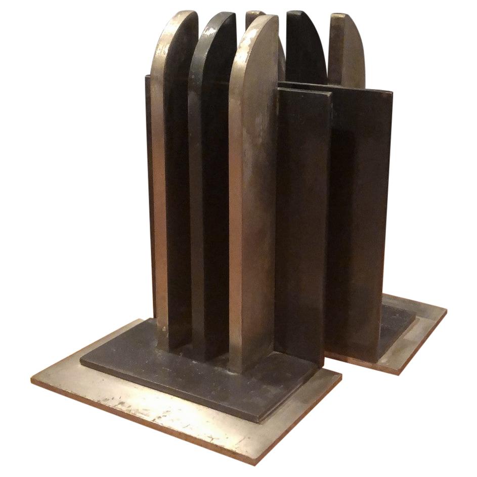 Pair of Machine Age Art Deco Bookends by Walter Von Nessen for Chase & Co. No