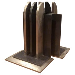 Used Pair of Machine Age Art Deco Bookends by Walter Von Nessen for Chase & Co. No