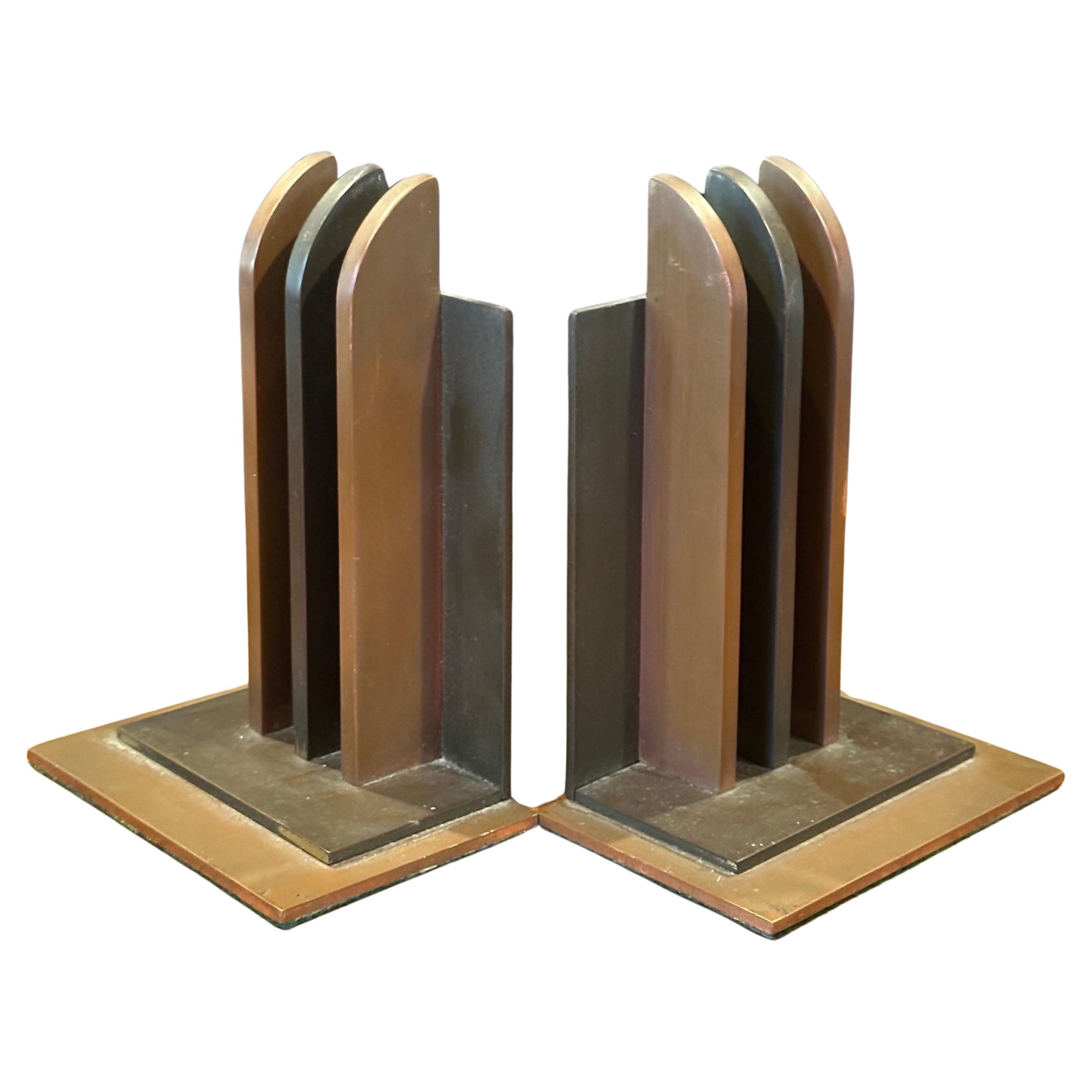 Pair of Machine Age Art Deco Bookends by Walter Von Nessen for Chase & Co For Sale