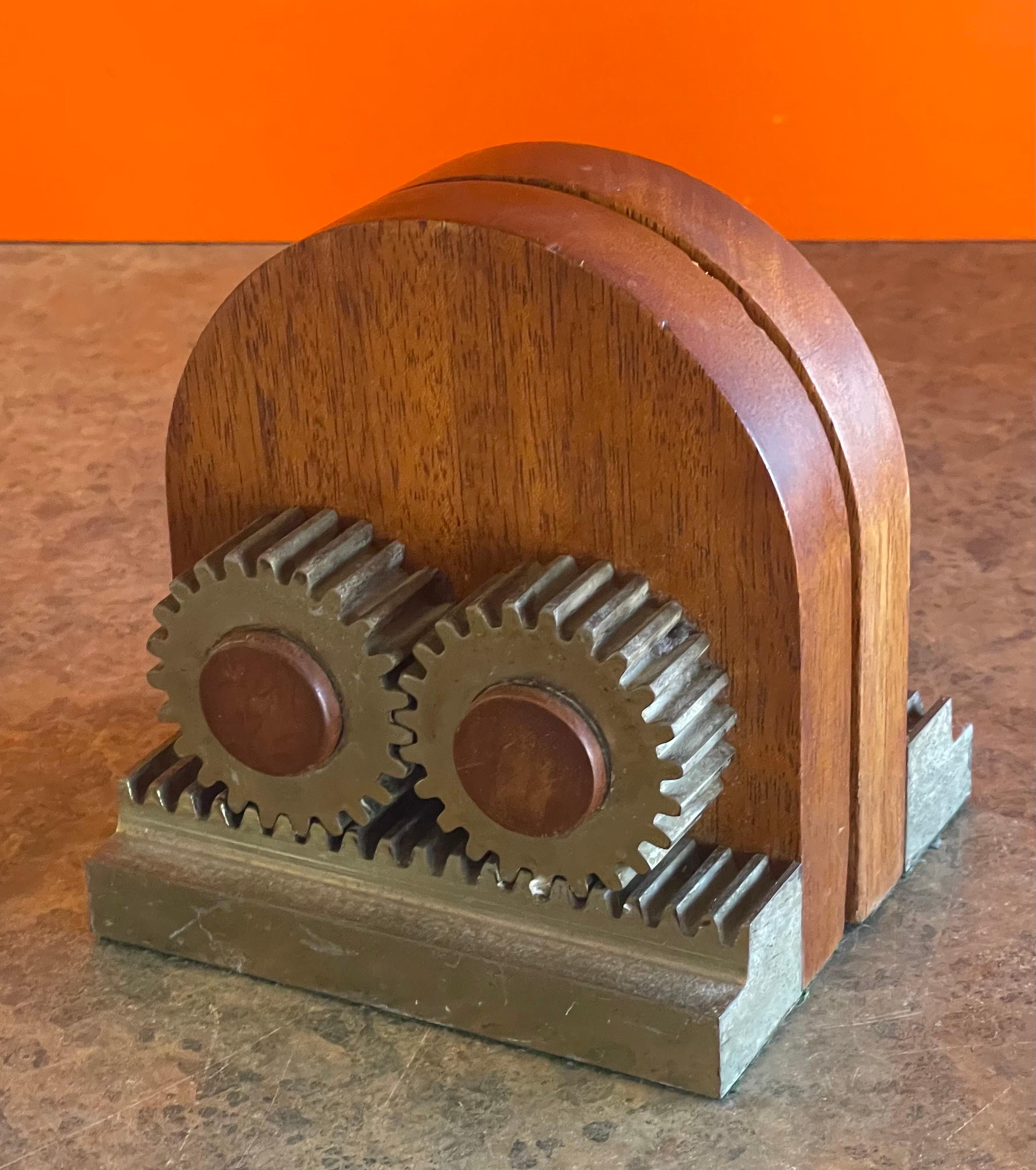 American Pair of Machine Age Art Deco Gear Bookends 