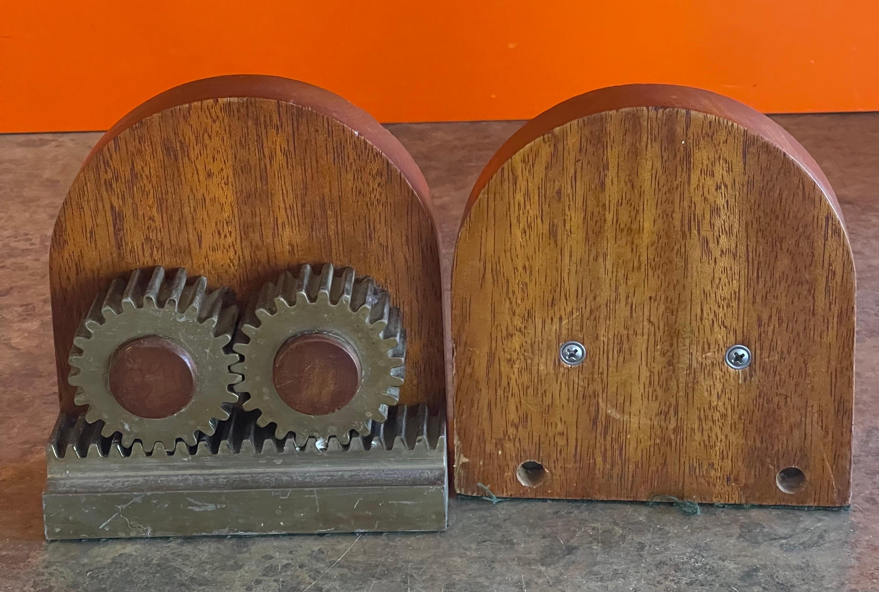 Pair of Machine Age Art Deco Gear Bookends  1