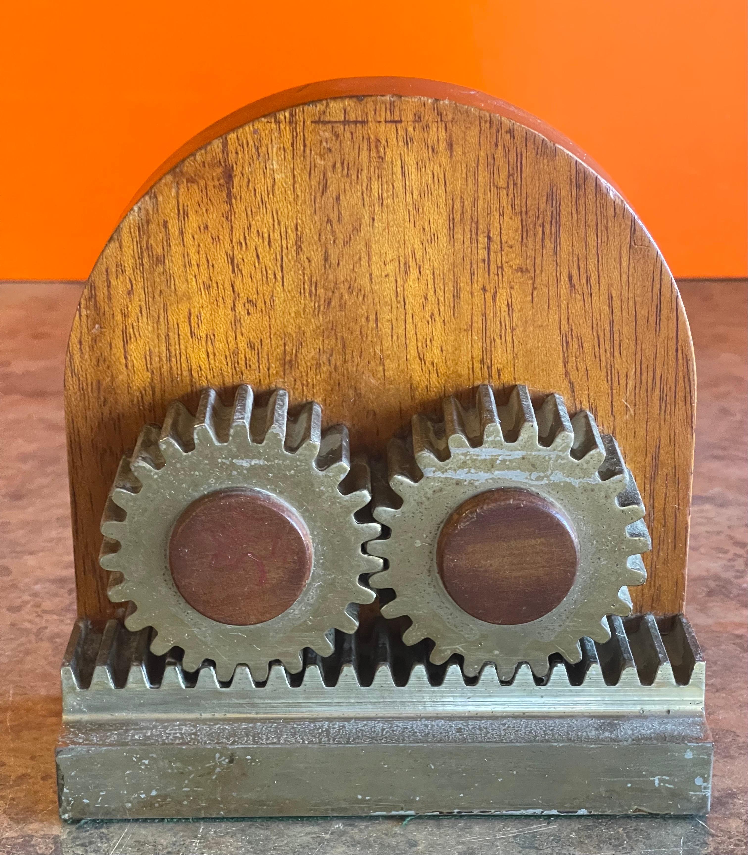 Pair of Machine Age Art Deco Gear Bookends  2