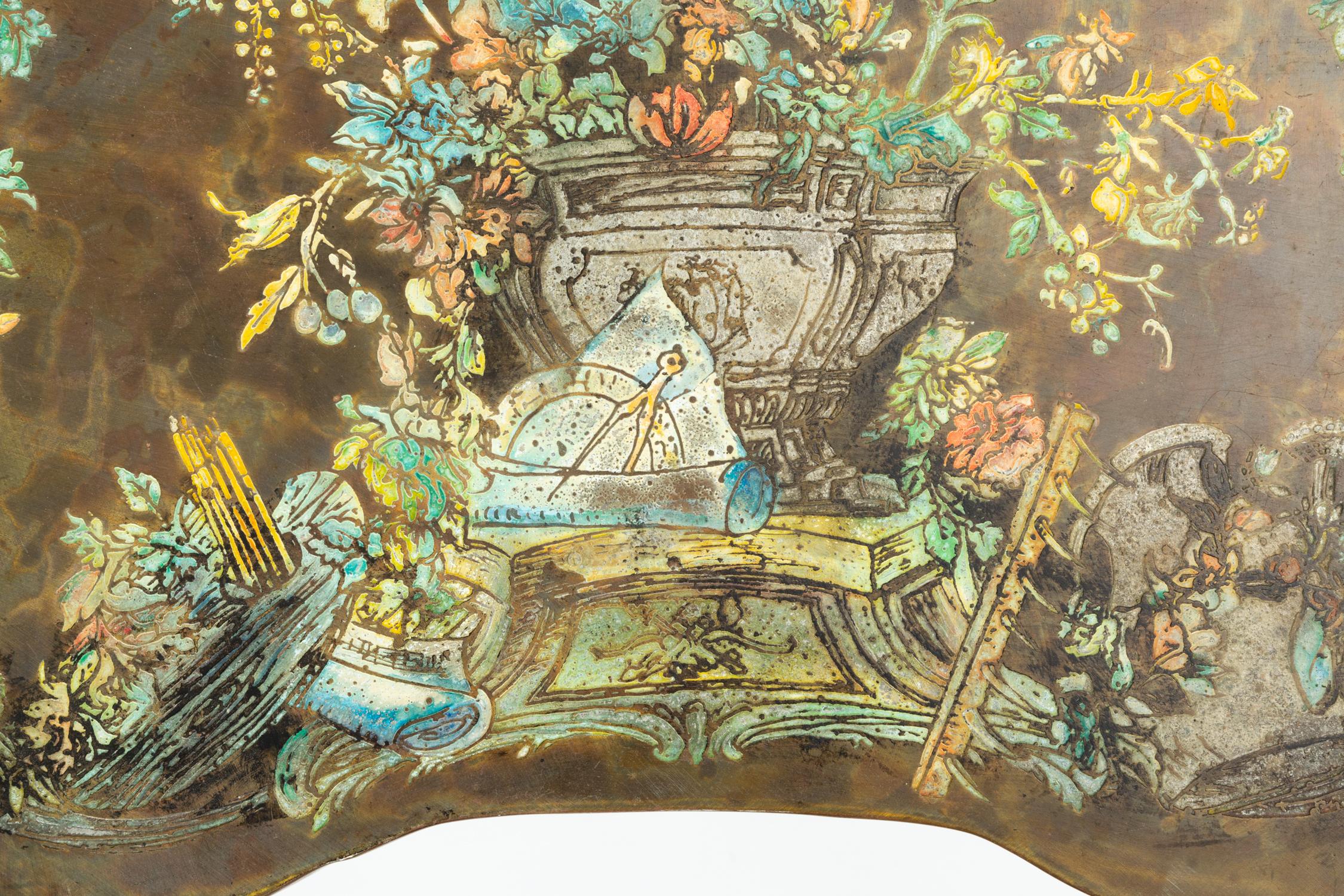 Pair of Philip and Kelvin LaVerne “Madame Pompadour” Enameled Bronze Tables 7