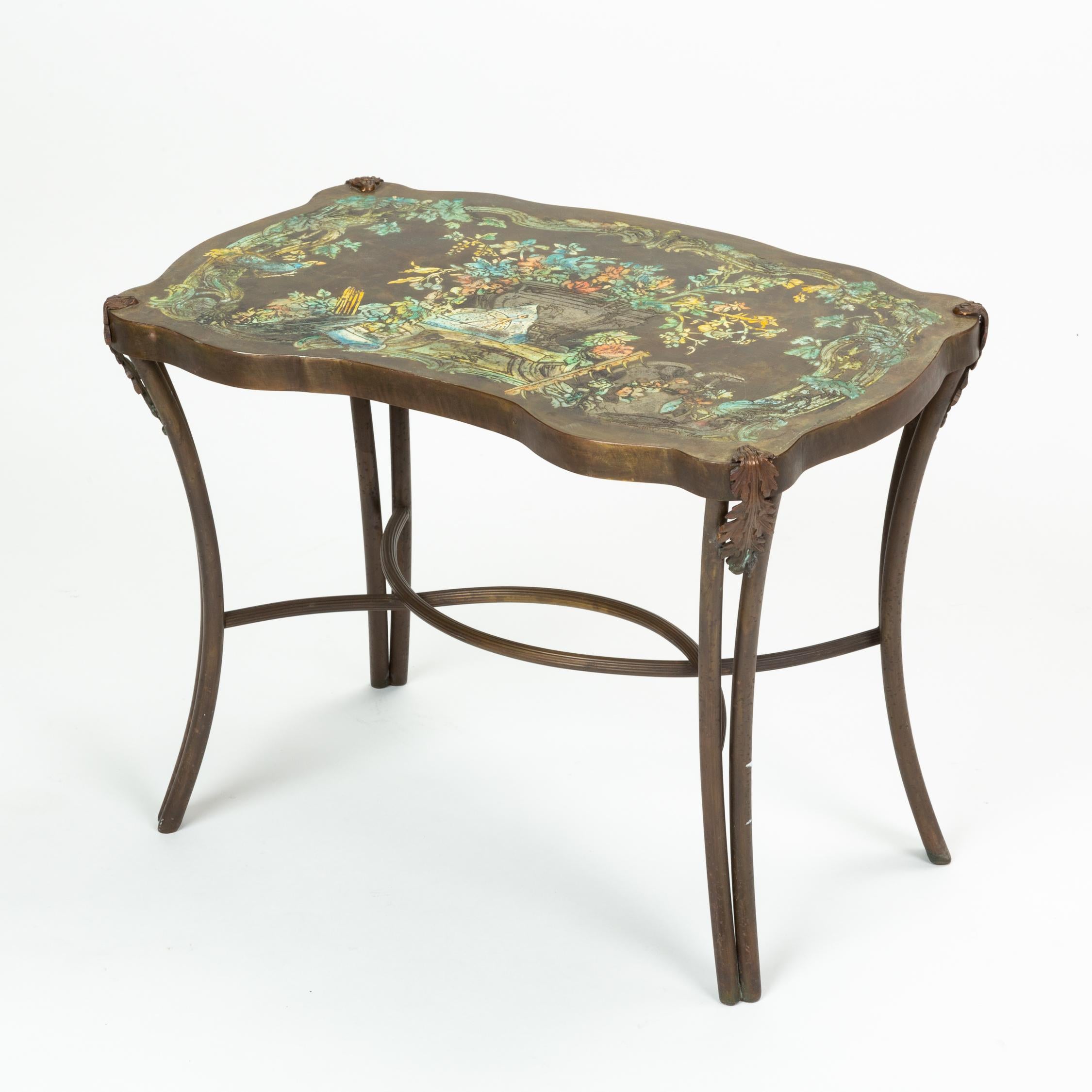 Hand-Crafted Pair of Philip and Kelvin LaVerne “Madame Pompadour” Enameled Bronze Tables