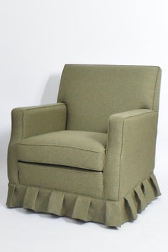 Pair of Madeleine Castaing style green armchairs, 1960s